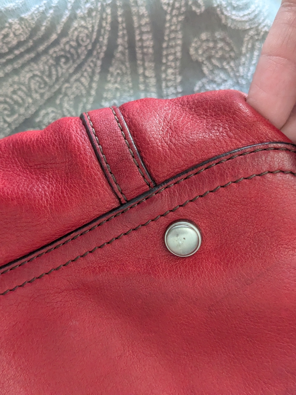 b. makowsky Red Leather Turnlock Shoulder Bag with Silver Hardware - Picture 11 of 11